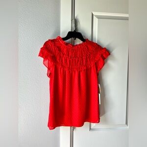 {CeCe} Poppy Red Ruffled Top